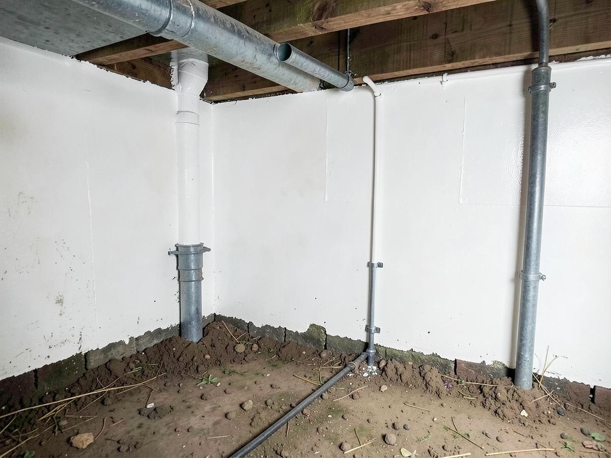 Wet Basement Sealed & Drained — after